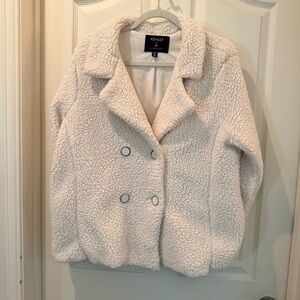Ashley By 26 International Cream Sherpa Double-Breasted Teddy Jacket